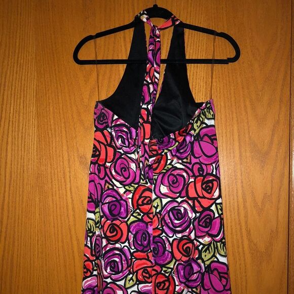Speechless Pink Orange Rose Halter Dress Sz L - Picture 2 of 3
